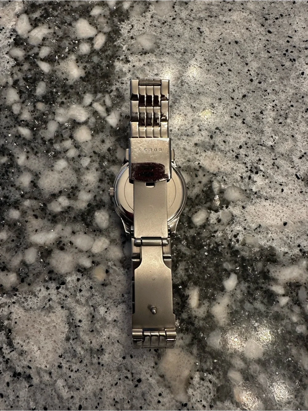 GUESS Silver Crystal-Accent Women's Bracelet Watch with Mother-of-Pearl Dial